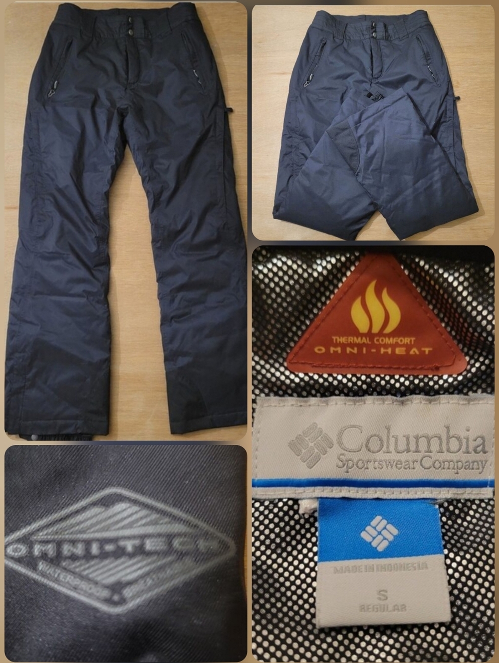 Columbia Black Omni-Heat Snow Pants Size Small Ski Snowboard Hike Insulated